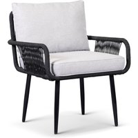 Gartensessel ANDY aus Aluminium und Rope-Geflecht inkl. Polsterauflage, ca. 70 x 69 x 81 cm - Grau von Prestige Home Living Outdoor