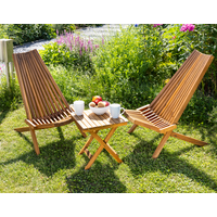 Holzliegestuhl 2er aus Akazie klappbar mit Tisch von Prestige Home Living Outdoor