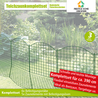 11tlg. Teichzaun Oberbogen, ca. 390 x 78,5 cm - Dunkelgrün von Prestige Home Living Outdoor