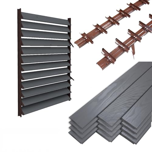 Prestige Ostaszewska Gartenbeschlagsystem mit 12 Lamellen inklusive | Farbe: Braun, Paneelfarbe: Anthrazit | Terrassenrollladensystem/bewegliche Paneele aus witterungsbeständigem Aluminium von Prestige Ostaszewska