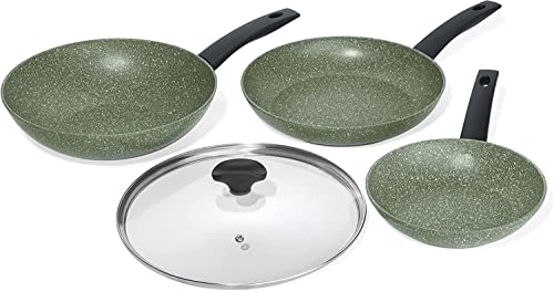 PRESTIGE Öko Pfannenset Induktion - Bratpfanne 20/28 cm & Bratpfanne 28 cm mit Deckel - Antihaft auf Pflanzenbasis - Recycelt & Recycelbar - PFOA frei - Kochgeschirr Set von Prestige