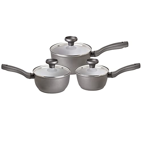 Prestige Earth Pan Topfset Induktion - Kasserole mit Deckel 16/18/20cm-Antihaft-Keramik, Recycelt & Recycelbar, Giftfrei, Spülmaschinenfest, Easy-Grip-Griffe von Prestige