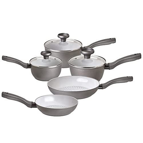 Prestige Earth Pan Topfset Induktion - 5tlg. Kochgeschirr Set mit Bratpfannen 20/28cm - Antihaft, Keramik, Recycelt & Recycelbar, Spülmaschinenfest, Easy Grip von Prestige