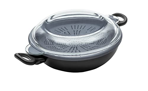 Prestige x Nadiya Wok, Wokpfanne Mit Deckel 26 cm, 4-in-1, Mehrzweck-Wokpfanne Induktion, mit Dampfgarer und Mehrzweck-Glasdeckel, spülmaschinenfest und ofenfest, PFOA-freies Kochgeschirr von Prestige