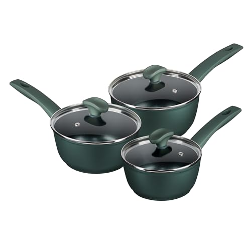 Prestige Umweltfreundliches, ungiftiges Antihaft-Kochtopf-Set mit Deckel, 3-teilig (16 cm, 18 cm, 20 cm), Beschichtung auf Pflanzenbasis, ungiftig, hergestellt in Italien von Prestige