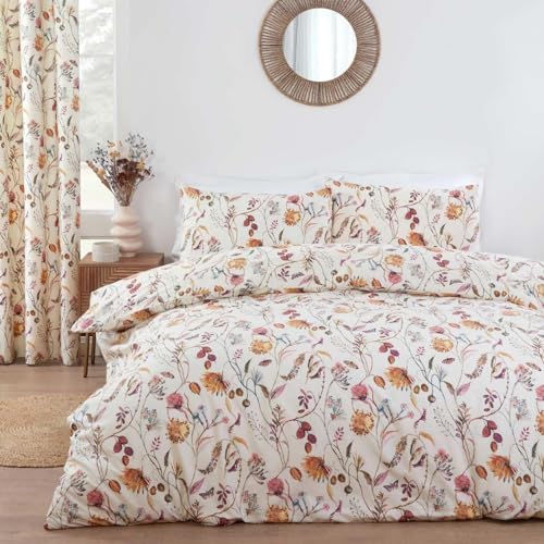 Prestigious Textiles Sundour Grove Bettbezug-Set mit Blumen- und Schmetterlingshain-Design, Mehrfarbig auf natürlichem Hintergrund, Doppelbett von Prestigious Textiles