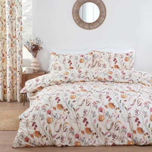 Prestigious Textiles Sundour Grove Bettbezug-Set mit atemberaubendem Blumen- und Schmetterlings-Design, Mehrfarbig auf natürlichem Hintergrund, Kingsize-Bett, Grove von Prestigious Textiles