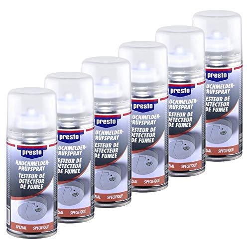 Presto 6X 416606 RAUCHMELDER-PRÜFSPRAY TESTSPRAY RAUCHWARNMELDER 150 ml von Presto