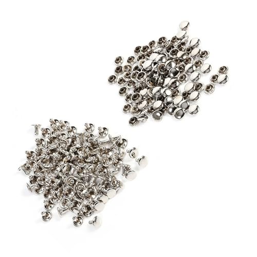 Pretfy 100 Sets 8x8mm Double Cap Nietgivet Metall Leder Bastelstollen für -Taschen, Schuhe, Hüte, Mäntel (Silber) von Pretfy