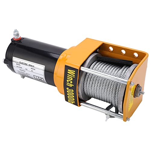 Pretfy 12V Electric Winch Kit Compact Tool Wired Waterfof Control 3000lb Roller 5mmx10m Fairlead UTV Stahlkabel Offroad ATV Way für Seil von Pretfy