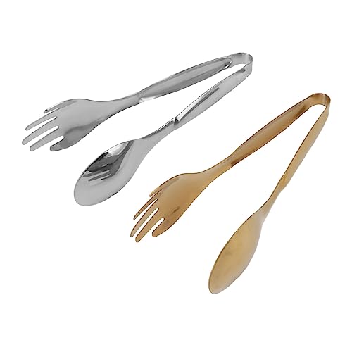 Pretfy 2 PCs Löffel Gabel Zangen Kleine Servierzange Edelstahl -Lebensmittel -Clamp/Holder Salatzange für Gebäckbuffet Küche von Pretfy