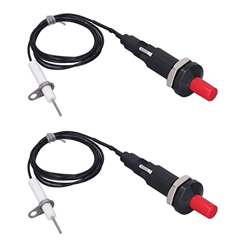 Pretfy 2 PCs Piezo Zünder 1 Aus 2 Druckknopf mit Zündnadel und 1 Meter Draht für Kamin, Ofen, Heizung, Küche von Pretfy