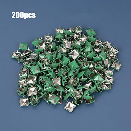 Pretfy 200pcs 9mm Square Metal Nieten, Stilvolle -Dekorationszubehör für Schuhe, Taschen und Hüte (Grüne untere rote Punkte) von Pretfy