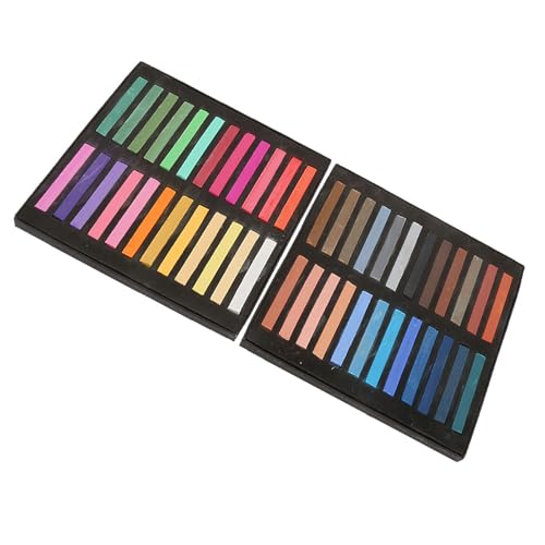Pretfy 36 PCs Pulverbürste Kreide Pastells mit Mischwerkzeugen - Weiche Farbe Zum Skizzieren, Haarfärben und Puppenfarbe (48 Farben) von Pretfy
