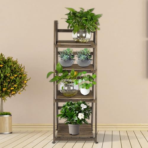 Pretfy 4 -Stufe Ladder Regal Display Einheit Home Bücherregal Ständer Plant Blumenlagerstange - Faltbar und Robust (#2) von Pretfy