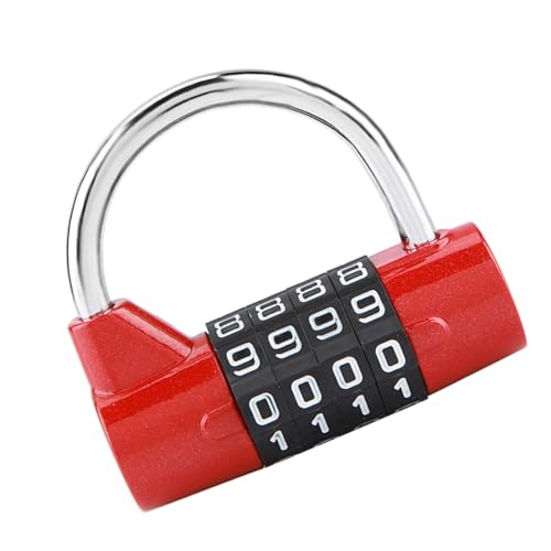 Pretfy 4 -stellige Kombination vor Dem Vorhängeschloss, Sicherheitsschloss für Zinklegierung für Gepäck, Fitnessstudio -Schließfach, Toolbox Schwarz (Rot) von Pretfy