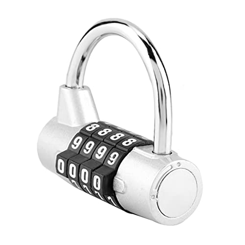 Pretfy 4 -stellige Kombination vor Dem Vorhängeschloss, Sicherheitsschloss für Zinklegierung für Gepäck, Fitnessstudio -Schließfach, Toolbox Schwarz (Silber) von Pretfy