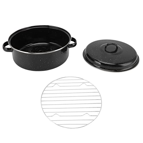 Pretfy Bratpfanne Schwarz Gesprenkelte Haushalt Nicht-Stick BBQ Pot Breast Pan mit Deckel für Süßkartoffeln und Kastanien (Eisenabdeckung 26 cm) von Pretfy
