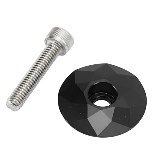 Pretfy CANSUCC -Aluminium -Legierungsrad Bike Stamm obere Abdeckung, Druckbeständige Headset Kappe mit Schraube Zum Radfahren (Schwarz) von Pretfy