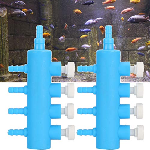 Pretfy Fischtankluft Universal Accessoire Splitter Distributor Pumpe Blau Plastik 2 PCS Adapter Aquarium Sauerstoffweiß - Essentielles Ersatzteil (Eine Minute Vier) von Pretfy