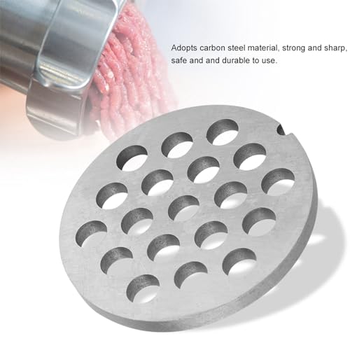 Pretfy Fleischschleifer Crusher Essential System Accessoire Scheibe Easy Kitchen Sturdy Safe Silber Spülmaschine Starker Stahlkohlenstoff für Teller - Verbesserte Leistung & Dura (Kleines runde Loch von Pretfy