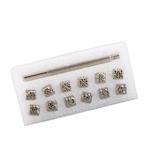 Pretfy Hammer Stamp Tool, Tang Dynasty Flower Design Leder Stamper Set mit Griff für -Lederhandwerksprojekte von Pretfy