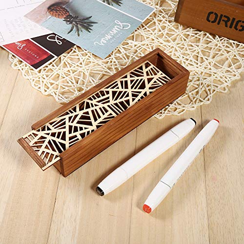 Pretfy Holzstiftkoffer Multifunktionales System Desktop School Verwenden Sie Box Leaf Office Stationery Typ - Verbesserte Leistung und Haltbarkeit (Geometrischer Patchtyp) von Pretfy