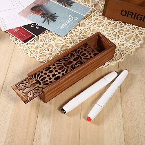 Pretfy Holzstiftkoffer Multifunktionales System Desktop School Verwenden Sie Box Leaf Office Stationery Typ - Verbesserte Leistung und Haltbarkeit (Symmetrischer Texturtyp) von Pretfy