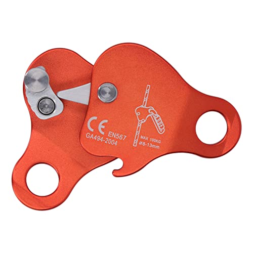 Pretfy Kletterseilgreife Robustes Werkzeug Outdoor -Legierung Aluminium Zum Verschließen von Bergsteigen Bremsklemme Ascender Belay Stopper Grip Device Selbstblau (Orange) von Pretfy