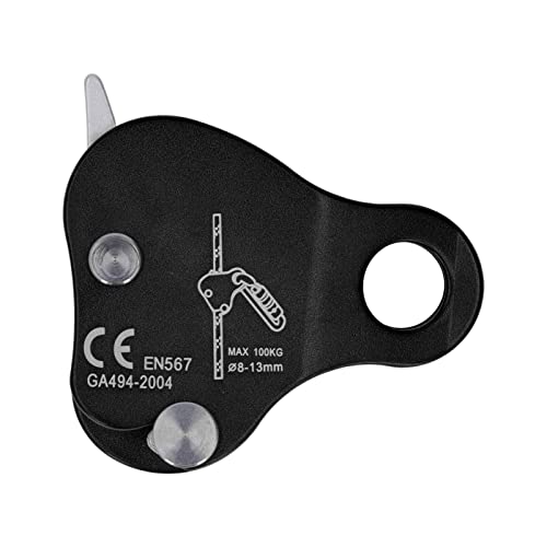 Pretfy Kletterseilgreife Robustes Werkzeug Outdoor -Legierung Aluminium Zum Verschließen von Bergsteigen Bremsklemme Ascender Belay Stopper Grip Device Selbstblau (Schwarz) von Pretfy