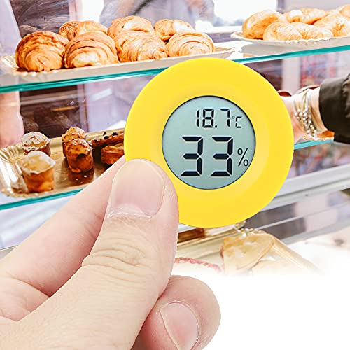 Pretfy Mini Circular Eingebettete Digitale LCD -Thermometer -Hygrometer Luftfeuchtigkeitstemperaturmesser Innenräume (Gelbeschale) von Pretfy