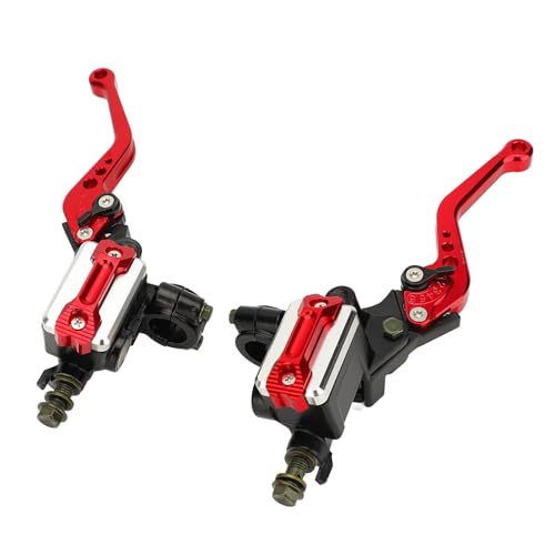 Pretfy Motorradhydraulikkupplungsbremshebel Kit, Hochfestigkeit Aluminiumlegierung, Universeller Anpassung für 22 Mm Lenker (Rot) von Pretfy