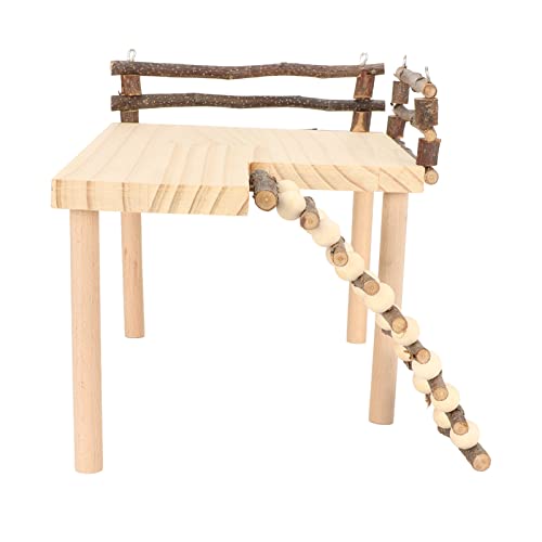 Pretfy Natürlicher Holzhamster -Kletterspielzeugset mit Blockplattform & Leiter Zum Essen, Spielen und Ausruhen von Pretfy