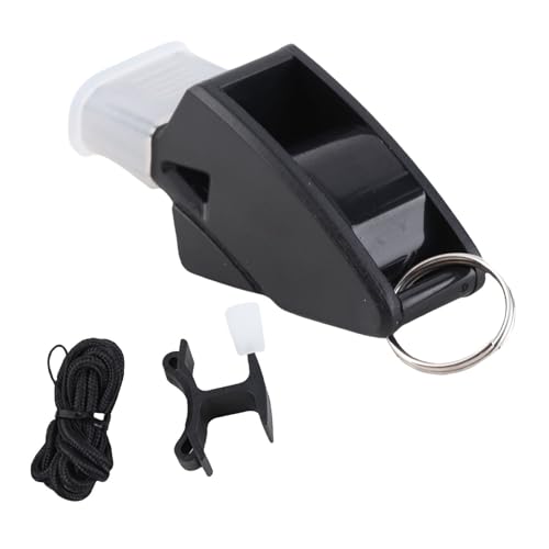 Pretfy Plastikpfeife mit Knackigem Sound, Outdoor -Sportpfeife für Basketball, Schiedsrichter, Trainer, mit Lanyard & Finger Clamp/Holder (Schwarz) von Pretfy