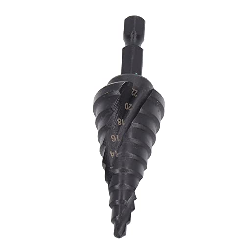 Pretfy Stiefmaschinenbohrer HSS Spiral Groove Pagoda Hole Reamer, Hex Shank -Werkzeug für Metallbohrungen, Schwarz (10 Schritte (4-22 mm)) von Pretfy