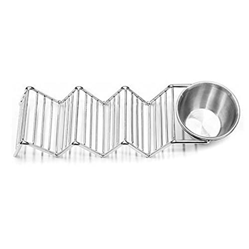Pretfy Taco Stand Edelstahl 3 Gitter V -Form Glossy Taco Halter Rack für Küchenhaus (mit Sauce Cup) von Pretfy