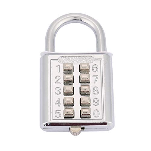 Pretfy Zink -Legierung Kombination Vorhängeschloss, Hochstärke 5 -stellige Passwortschloss für Schul Fitnessstudio, 10 Wichtige Elektrische Silber (10-Key-Elektrosilber) von Pretfy
