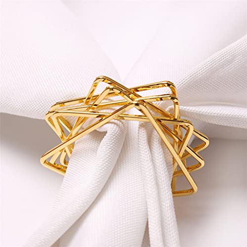 Prettiee 12 Stück Serviettenschnallen in Sternform, Polygon-Servietten- und Taschentuchringe (Gold) von Prettiee
