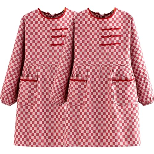 Prettiee Schürzen 2 Stück Küchenschürze Damen Verstellbar mit Taschen Kochschürze (B Einheitsgröße) von Prettiee