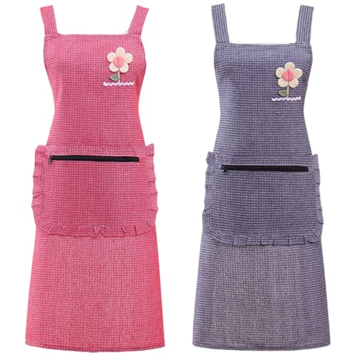 Prettiee Schürzen Stücke Küche Frauen Chef Frauen verstellbar mit Taschen Kochschürze (B Einheitsgröße) von Prettiee