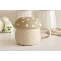 Keramik Pilz Becher Mit Deckel - Dekor Süsser Niedlicher Geschenk von PrettifyShop