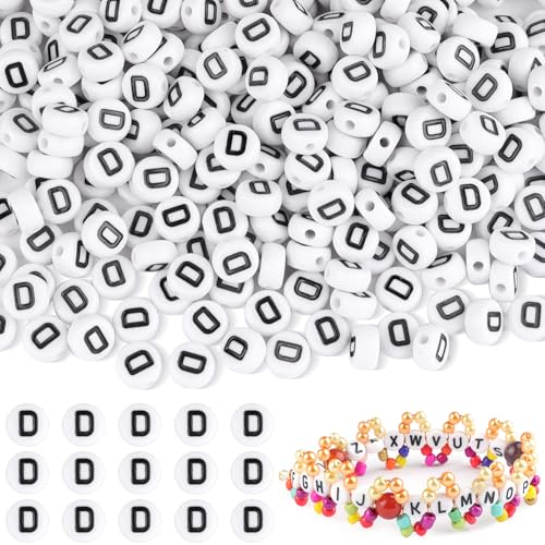 1500 Stück Buchstabenperlen D für Armbänder, Rund Buchstaben Perlen zum Auffädeln Letter Beads, Armbänder Selber Machen, für DIY Schmuck und Basteln 1500 Stück Buchstabenperlen D für Armbänder, Rund Buchstaben Perlen zum Auffädeln Letter Beads, Armbänder Selber Machen, für DIY Schmuck und Basteln von Prettme
