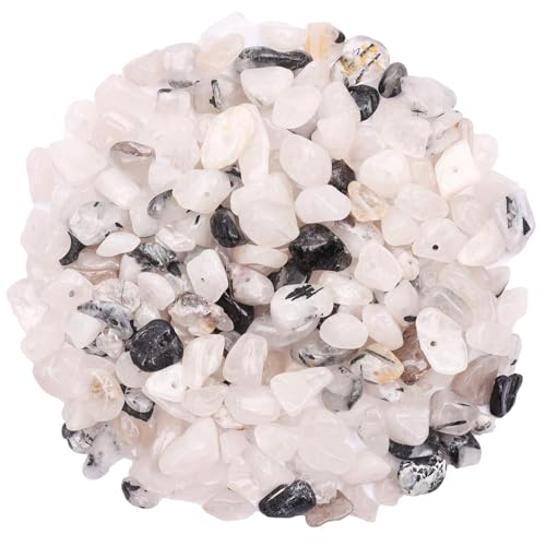 500 Stück Schwarzer Haarkristall Edelstein perlen, edelsteine zum auffädeln,Kristall Steine Perlen, 5-8 mm Natürlichen Gebohrt Edelsteine für Armbänder, Ketten, Ohrringe,DIY Schmuck Machen Crafting von Prettme