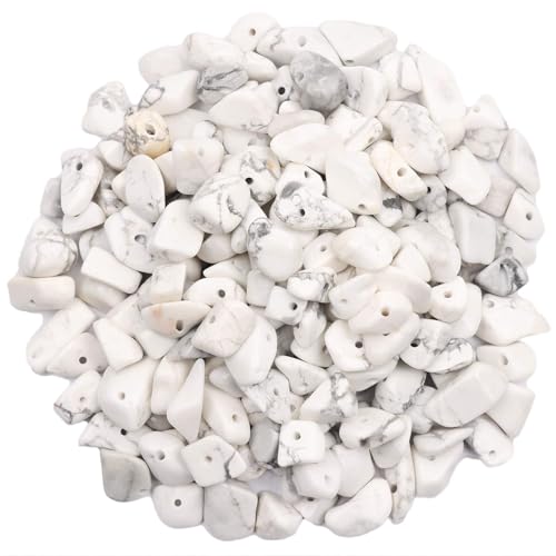 500 Stück Weiß Türki Edelstein perlen, edelsteine zum auffädeln,Kristall Steine Perlen, 5-8 mm Natürlichen Gebohrt Edelsteine für Armbänder, Ketten, Ohrringe,DIY Schmuck Machen Crafting von Prettme