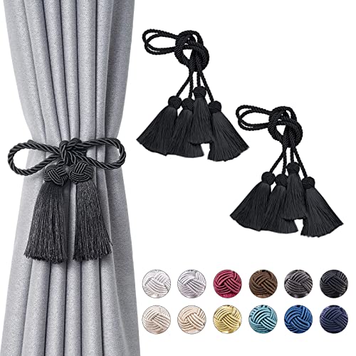 Pretty Jolly 4 Stück doppelte Quaste Vorhang Raffhalter handgemachte Seil Knoten drapieren Raffhalter Krawatte zurück Elegante dekorative Vorhanghalter für Haus & Büro Fenster Draperie (schwarz) Pretty Jolly 4 Stück doppelte Quaste Vorhang Raffhalter handgemachte Seil Knoten drapieren Raffhalter Krawatte zurück Elegante dekorative Vorhanghalter für Haus & Büro Fenster Draperie (schwarz) von Pretty Jolly