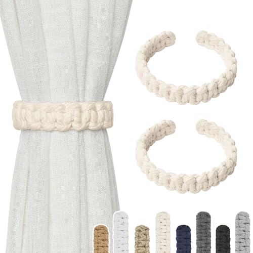 Pretty Jolly Vorhang Raffhalter aus natürlichem Baumwollseil, eleganter, dekorativer Vorhang-Raffhalter im Boho-Stil, weiche, handgewebte Seil-Vorhanghalter für Zuhause und Büro, B-Beige, 2 Stück Pretty Jolly Vorhang Raffhalter aus natürlichem Baumwollseil, eleganter, dekorativer Vorhang-Raffhalter im Boho-Stil, weiche, handgewebte Seil-Vorhanghalter für Zuhause und Büro, B-Beige, 2 Stück von Pretty Jolly
