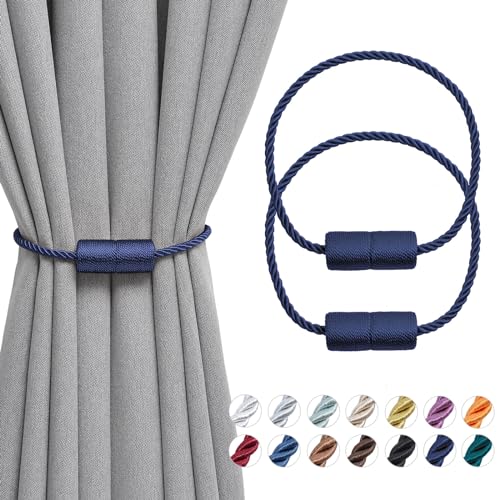 Pretty Jolly magnetische Vorhang Raffhalter handgefertigtes Gewebe Seil Vorhang-Raffhalter Einfachheit dekorative Vorhang drapieren Krawatte zurück für Haus Fenster Drapery, Dunkelblau, 2 Stück von Pretty Jolly