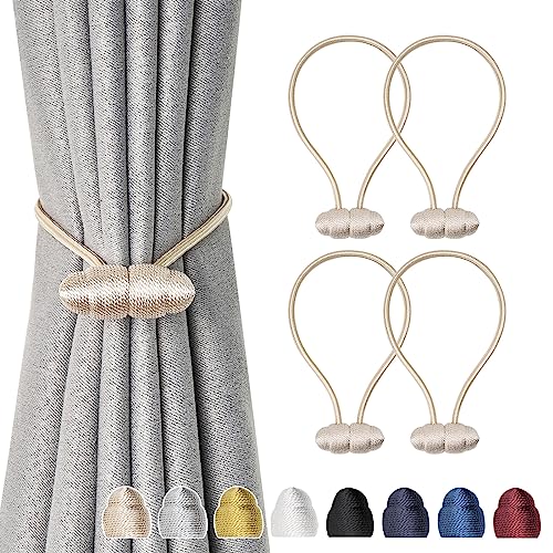 Pretty Jolly magnetische Vorhang Raffhalter handgefertigtes Gewebe Seil Vorhang-Raffhalter Elegante dekorative Vorhang drapieren Krawatte zurück für Haus & Büro Fenster Drapery, Beige, 4 Stück von Pretty Jolly