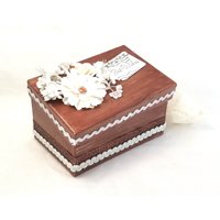 Rustikale Hochzeitsgeschenkbox - Geschenkbox Dekorative Box Braune Und Weiße Dekorbox von PrettyByrdDesigns