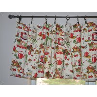 Mid Century Küche Volant. Retro Kitchky Vorhang Rot Mit Creme Hintergrund. 1950Er Jahre Jahrgang. Leicht von PrettyLittleValances